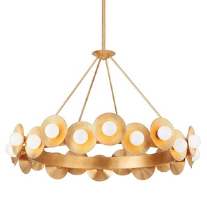 Wagon Wheel 22 Light Luxury Chandelier in Vintage Gold Finish with Glossy Opal Shades 32 inches W x 21 inches H - 1247921