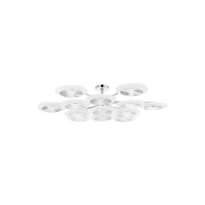 Modern 13 LED Outdoor Round Rippled Discs Chandelier with Piastra Ice Glass Shades 56.75 inches W x 12 inches H - 1247588