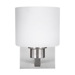 1 Light LED Steel Wall Sconce with Etched/White Glass-8.25 Inches H by 5.5 Inches W - 1248419