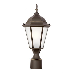 1 Light LED Traditional Aluminum Outdoor Post Lantern with Satin Etched Glass-17.88 Inches H by 7.88 Inches W