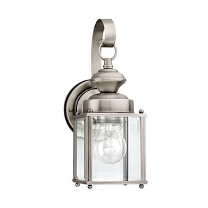 One Light Outdoor Wall Lantern Fixture in Antique Brushed Nickel with Clear Beveled Glass 4 inches W x 11.25 inches H - 1248199