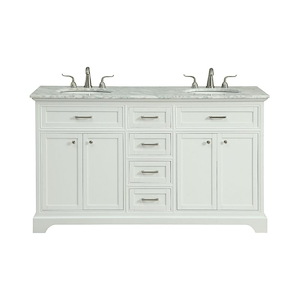 Lawn Brow - 60 Inch 4 Drawer Double Rectangle Bathroom Vanity Sink Set