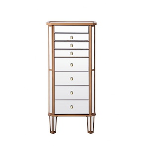Back Aston View - 7 Drawer Jewelry Armoire In Back Aston Viewrary Style-40.5 Inches Tall and 12 Inches Wide