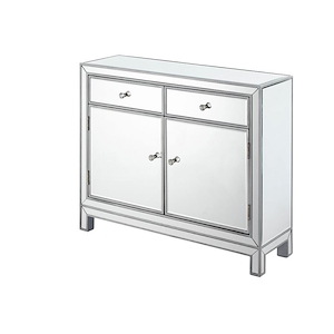 Loxley South - 2 Drawers 2 Doors Nightstand In Modern Style-32 Inches Tall and 12 Inches Wide