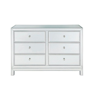 Loxley South - 6 Drawers Mirrored Cabinet In Modern Style-32 Inches Tall and 18 Inches Wide