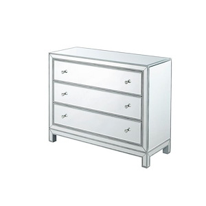 Loxley South - 3 Drawers Mirrored Cabinet In Modern Style-32 Inches Tall and 16 Inches Wide