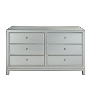 Loxley South - 6 Drawer Mirrored Cabinet In Modern Style-32 Inches Tall and 18 Inches Wide
