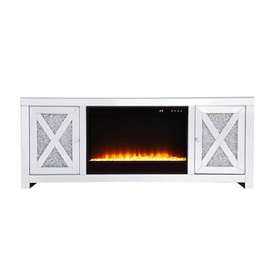 Warren Gait - Mirrored TV Stand with Fireplace In Contemporary Style-23.5 Inches Tall and 16 Inches Wide - 1302957