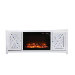 Warren Gait - Mirrored TV Stand with Fireplace In Contemporary Style-23.5 Inches Tall and 16 Inches Wide