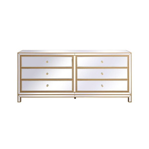 Loxley South - 6 Drawer Mirrored Chest In Modern Style-32 Inches Tall and 18 Inches Wide