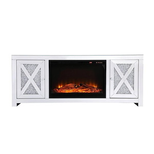 Warren Gait - Mirrored TV Stand with Fireplace In Contemporary Style-23.5 Inches Tall and 16 Inches Wide - 1302956