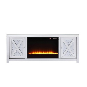 Warren Gait - Mirrored TV Stand with Fireplace In Contemporary Style-23.5 Inches Tall and 16 Inches Wide