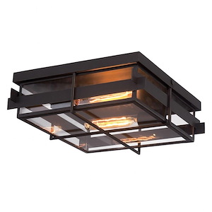 2-Light Outdoor Flushmount with Clear Glass - 5 x 14 inches - Outdoor &amp; Landscape