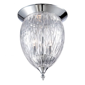 Traditional 3-Light Flushmount with Clear Textured Glass - 13 inches - Ceiling Mount - 1249660