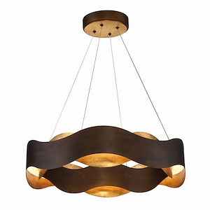 Transitional Medium LED Chandelier with Bronze/gold Metal Waves-5.5 inches-Chandeliers - 1250171