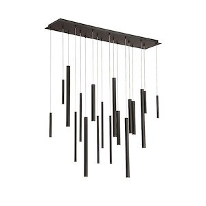 Contemporary 18-Light Linear LED Chandelier with Metal Extruded Tubes - Cylinder Design - 20 x 10 inches - Chandeliers
