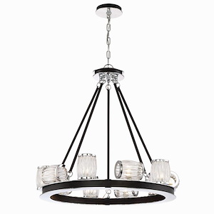 Transitional 8-Light Linear Chandelier with Clear Glass - 25.25 x 11.5 inches - Chandeliers - 1250068