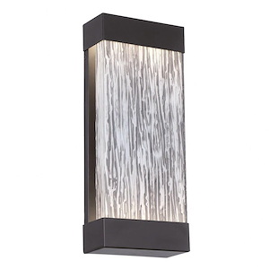 Large LED Surface Mount with Black Wood Grain Glass - 16.5 x 6.875 inches - Outdoor &amp; Landscape