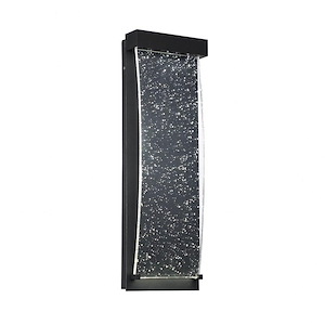 Small LED Surface Mount with Clear Seeded Crystal Glass - 14 x 5 inches - Outdoor &amp; Landscape