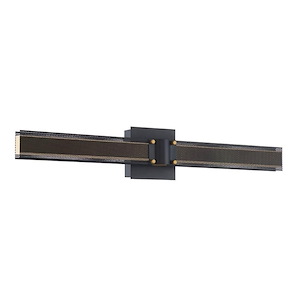 Metal 1 Light LED Large Wall Sconce with Matte Black/Gold Finish and Frosted Glass-27.75 Inches H x 5 Inches W - 1250575