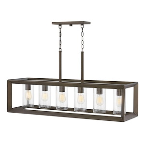 Field End Road - 6 Light Outdoor Linear Hanging Lantern in Craftsman-Industrial Style - 42.25 Inches Wide by 21.25 Inches High