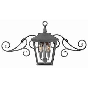 Warren Court - 3 Light Small Outdoor Wall Lantern with Scroll in Traditional Style - 29.75 Inches Wide by 14.75 Inches High - 1251315