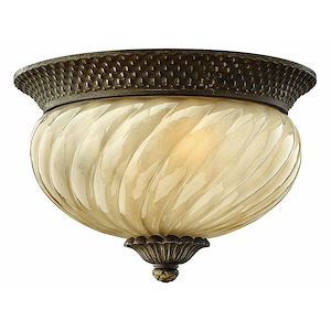 Meadows Garth - 2 Light Outdoor Small Flush Mount in Traditional-Glam Style - 12 Inches Wide by 8 Inches High