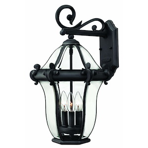 Harrison Garden - 3 Light Medium Outdoor Wall Lantern in Traditional-Glam Style - 12.25 Inches Wide by 19.75 Inches High