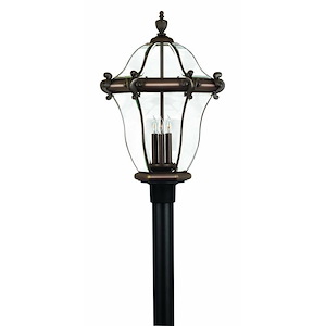 Diamond Warren - 3 Light Extra Large Outdoor Post or Pier Mount Lantern - Traditional-Glam Style - 17 Inch Wide by 26.25 Inch High - 1251646