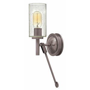 Steel 1 Light Swing Arm Wall Sconce in Modern Farmhouse Style with Clear Seedy Glass-16.75 Inches H x 5 Inches W - 1251768