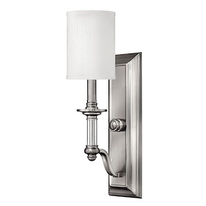 Metal 1 Light Wall Sconce in Traditional Style with White Fabric-18 Inches H x 4.75 Inches W - 1251833