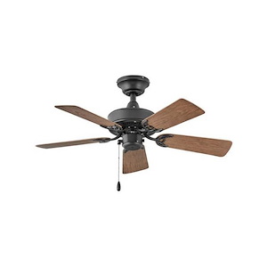 5-Blade Ceiling Fan in Walnut Blade Finish with Pull Chainwith Matte Black Steel 36 inches W x 12.5 inches H