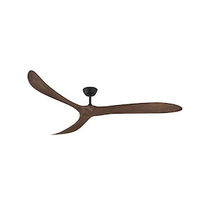 Modern Farmhouse 3-Blade Ceiling Fan in Matte Black and Walnut Finish with Propeller Driftwood Blades 80 inches W x 15 inches H