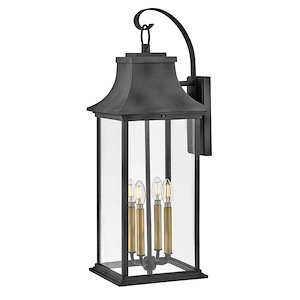 Hazel Laurels - 16W 4 LED Outdoor Extra Large Wall Lantern In Traditional Style-30 Inches Tall and 10.5 Inches Wide