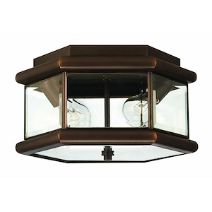 Devon Top - 2 Light Outdoor Ceiling Solid Brass in Traditional Style - 10.75 Inches Wide by 6.75 Inches High