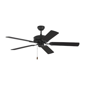 52-Inch 5 Blade Contemporary Ceiling Fan With Light Kit In Matte Black With Black Blade