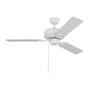 Traditional Style 3-Blade Ceiling Fan in Matte White Finish with Three-Speed Pull Chain Motor 48 inches W x 13.3 inches H - 1282674