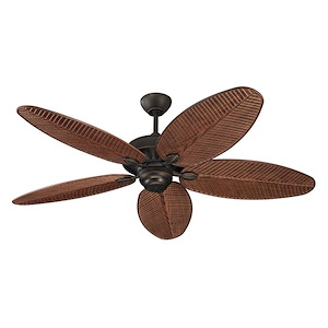 52-Inch Outdoor 5 Blade Ceiling Fan In Roman Bronze With American Walnut Abs Palm Blade - Wet Rated Ceiling Fan