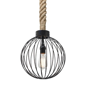 Sultana - One Light Globe Rope Pendant with Flat Canopy