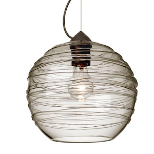 Wave 10 - 1 Light Cord Pendant with Dome Canopy In Contemporary Style-9 Inches Tall and 10 Inches Wide - 1294273