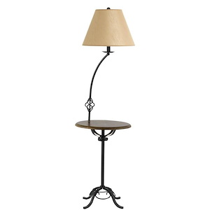 One Light Floor Lamp with Wood Tray-20.5 Inches Wide by 9.3 Inches High