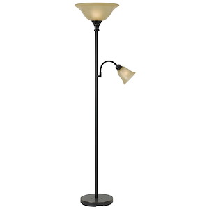 Two Light Torchiere with Gooseneck Reading Lamp-12 Inches Wide by 71 Inches High