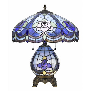 Tiffany - 2 Light Table Lamp with Night Light-19.33 Inches Tall and 16 Inches Wide