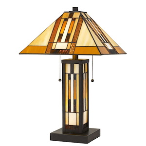 Tiffany - 2 Light Table Lamp with Night Light-22.75 Inches Tall and 14 Inches Wide - 1328969