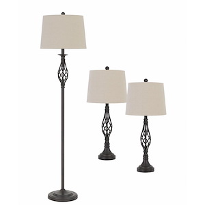 1 Light 1 Floor Lamp and 2 Table Lamp Set In Traditional Style-61 Inches Tall and 15 Inches Wide