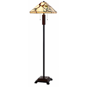 2 Light Floor Lamp In Art Deco Style-60 Inches Tall and 16 Inches Wide