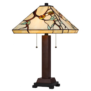 2 Light Table Lamp In Art Deco Style-23 Inches Tall and 14 Inches Wide