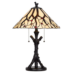 2 Light Table Lamp In Art Deco Style-24 Inches Tall and 16.5 Inches Wide