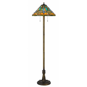 2 Light Floor Lamp In Art Deco Style-62.5 Inches Tall and 17.5 Inches Wide