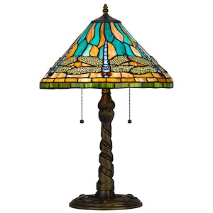2 Light Table Lamp In Art Deco Style-23.5 Inches Tall and 15.5 Inches Wide